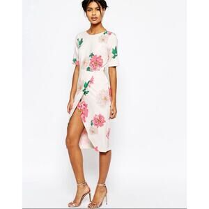 ASOS NWT Floral Midi Dress Faux Wrap Size 8P